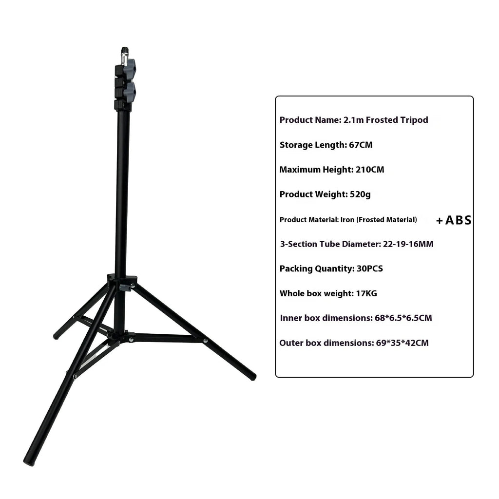 Floor tripod light stand with frosted legs and mobile phone holder mounted