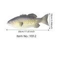 Set of four colourful PU simulated fish model ornaments including tuna and flower fish on a white background.
