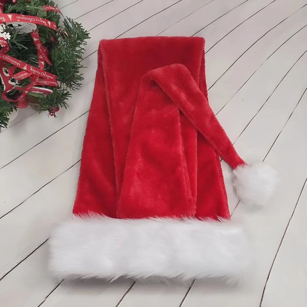 Extra long plush polyester Christmas hat, 1.5m, 30 x 150cm, in black, red, yellow, green, royal blue, dark blue, pink or purple