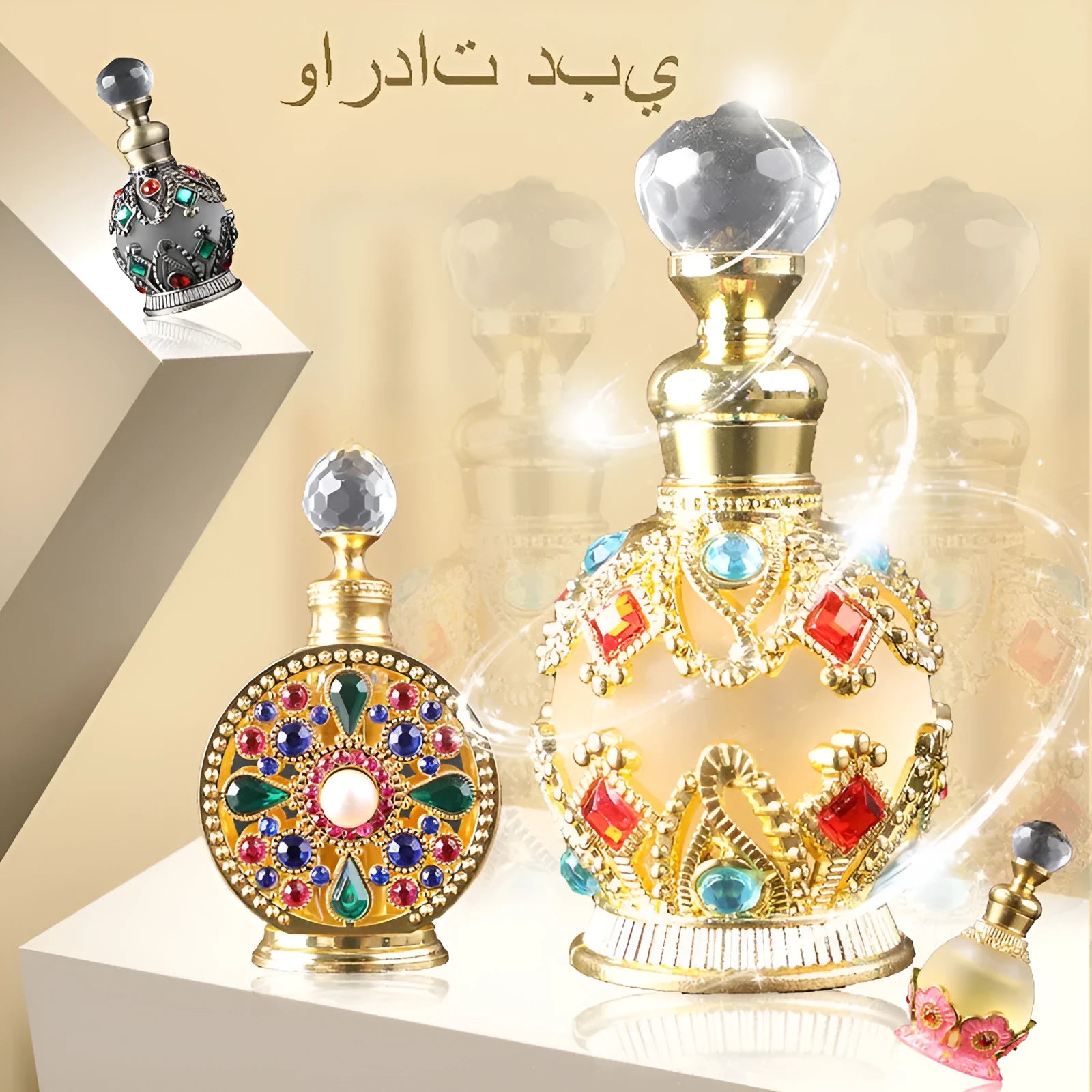 Middle East Dubai perfume essential oil in colour box, four fragrance options available