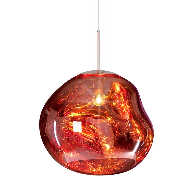 Nordic style irregular glass lava lamp chandelier pendant light in a metallic finish.
