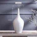 Tall white matte glaze ceramic vase HP160 on desktop with flowers
