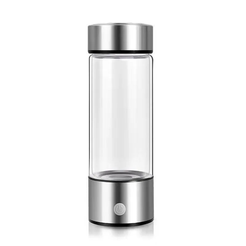 Rechargeable hydrogen water bottle generator in black with borosilicate glass and 401-500ml capacity