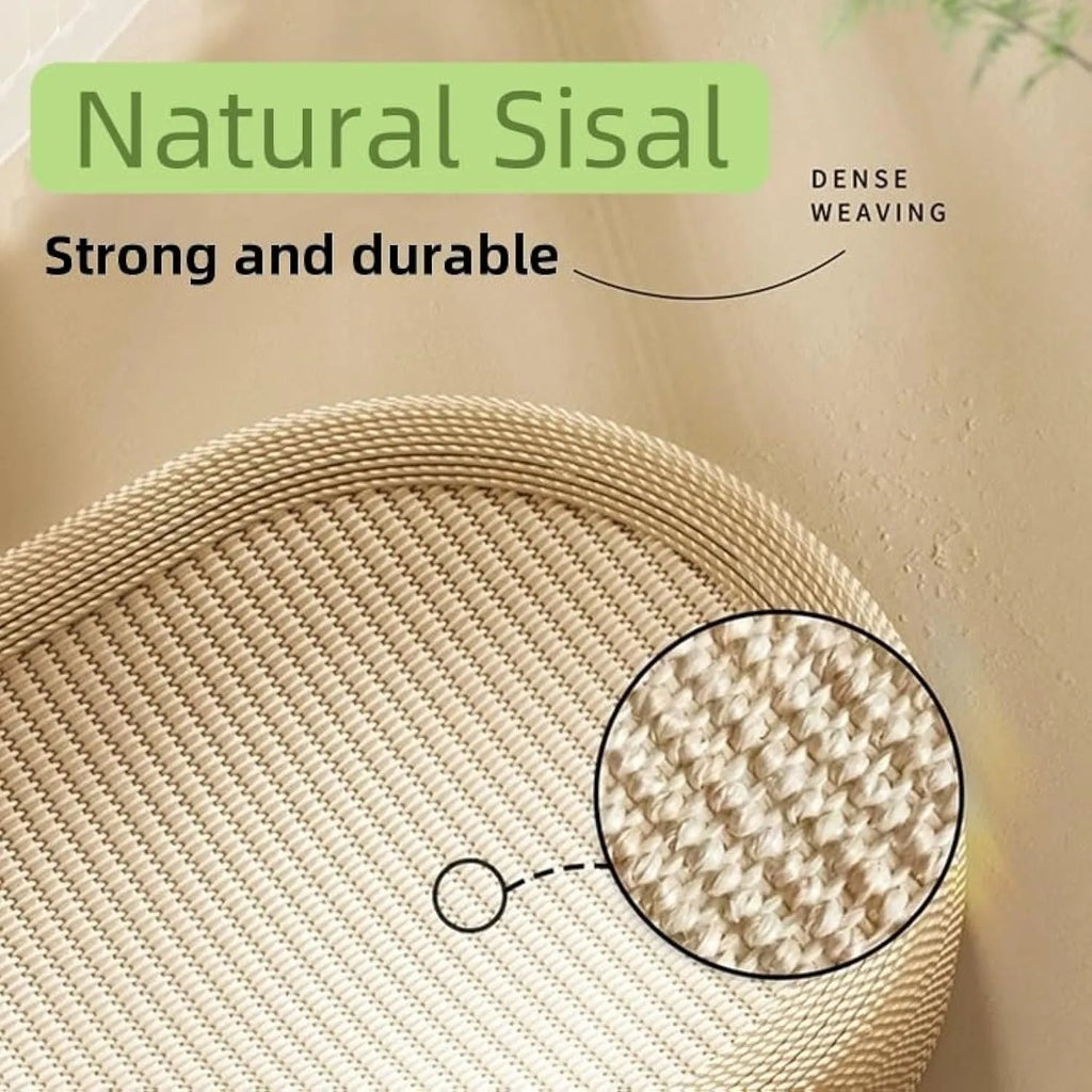 Large natural sisal cat scratching board with a lounge platform on top