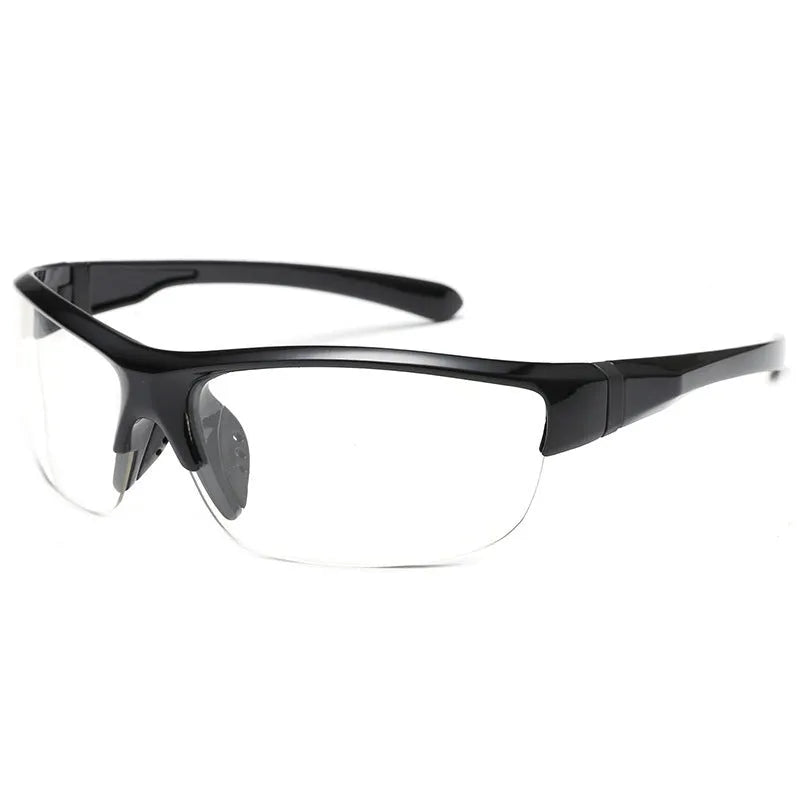 Men's semi-frameless windproof cycling sunglasses in Bright Black Blue Mercury colour