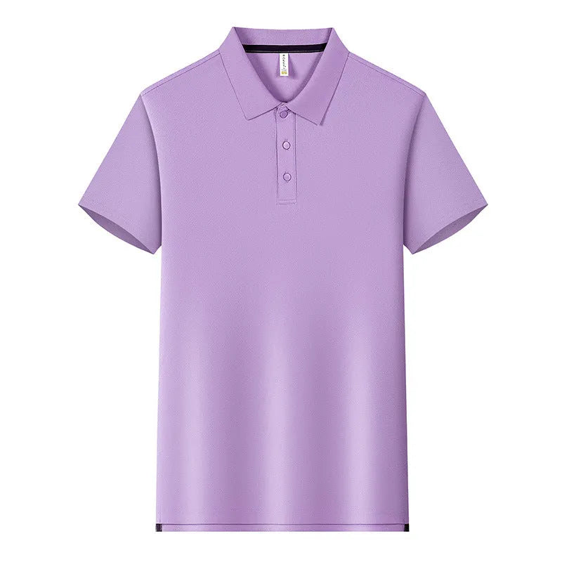 190g Tianshu cotton blend solid colour polo shirt in bean green with short sleeves and regular fit