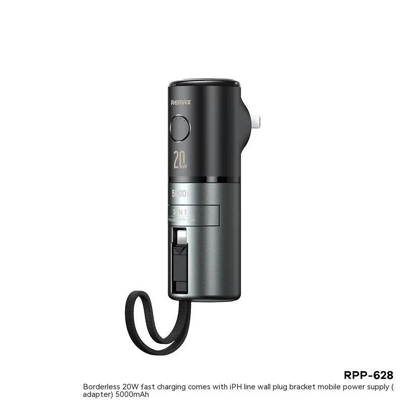 20W fast charge mobile power supply with cable, 5000mAh, ABS PC body, 150x75x46mm