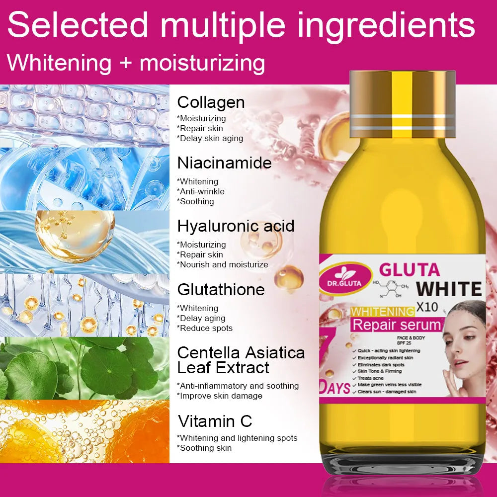 Glutathione Whitening Serum 125ml bottle for face brightening and anti-aging treatment