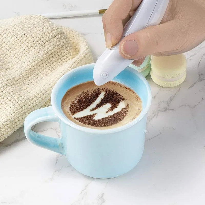 Electric coffee drawing pen in five colours – yellow, red, pink, white, green – for food decoration