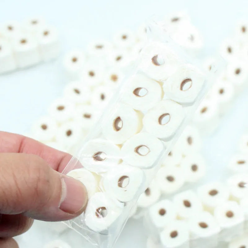 Miniature simulated tissue roll paper model measuring 30mm by 15mm by 80mm for children's play