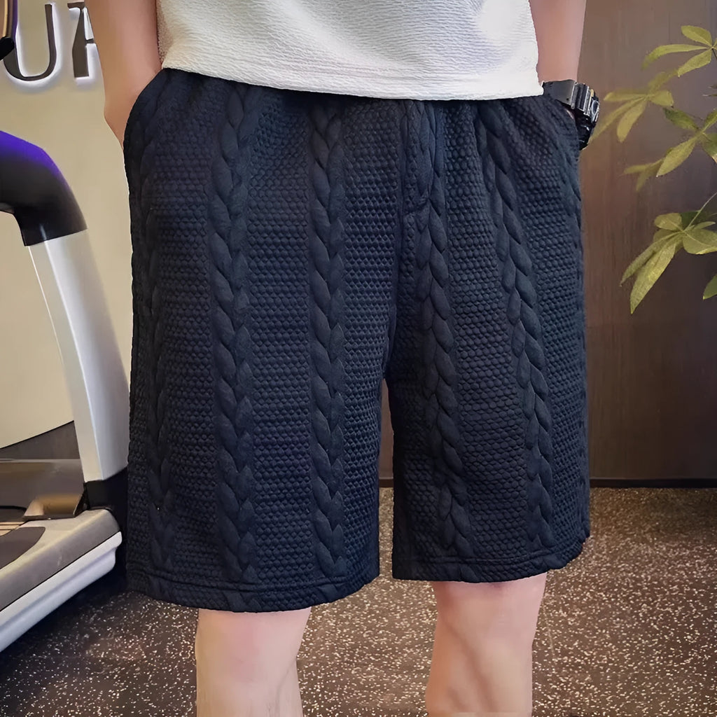 Casual loose cotton polyester blend summer pirate shorts in black, long straight leg design