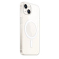 Transparent magnetic back cover case for iPhone showing integrated magnet ring and precise cutouts.