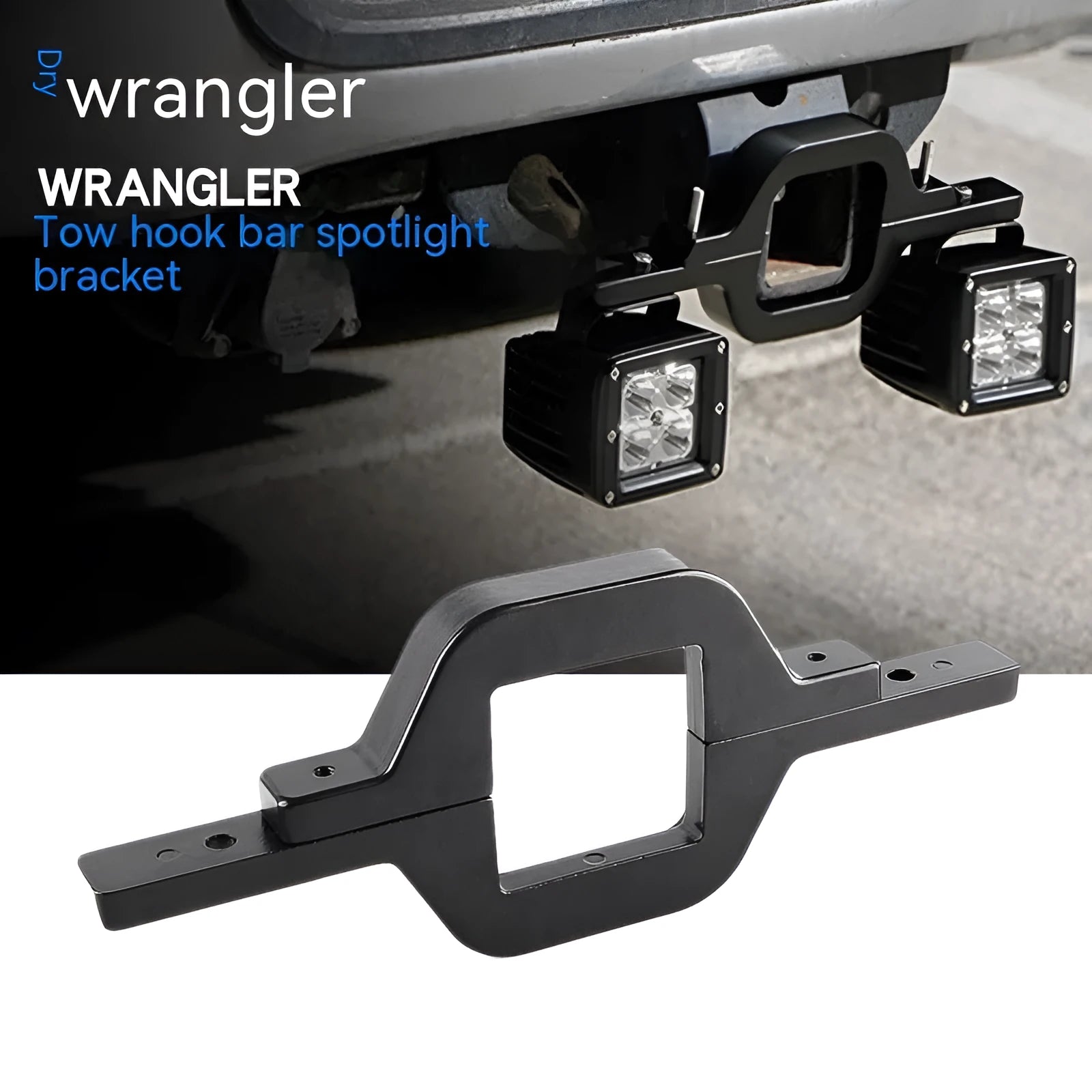 Black aluminium alloy LED work light mounting bracket for Jeep Wrangler off-road vehicles