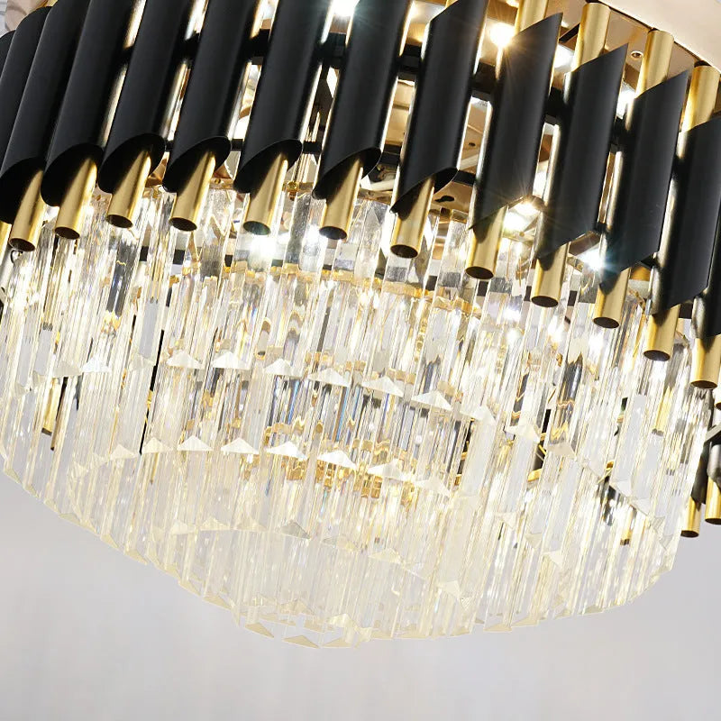Crystal chandelier ceiling fan light with remote control in 42 or 48 inch size options