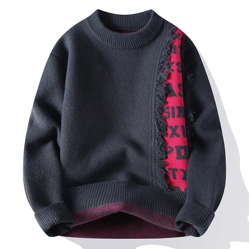 A man's loose-fit long-sleeve pullover jumper in a rabbit fur blend, shown in a solid colour with a ribbed hemline.