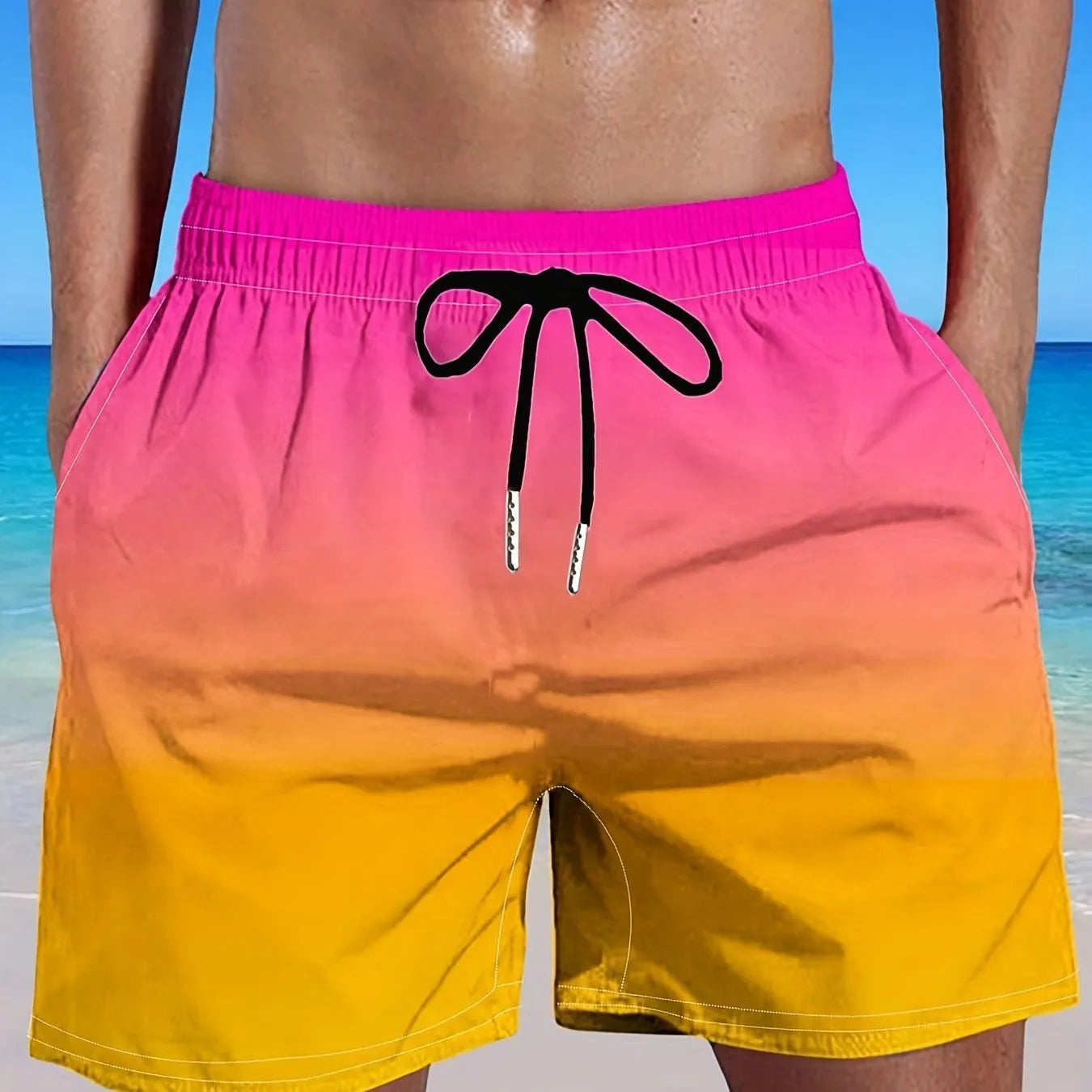 Men's gradient colour 3D digitally printed sport shorts in mesh cloth with athletic design