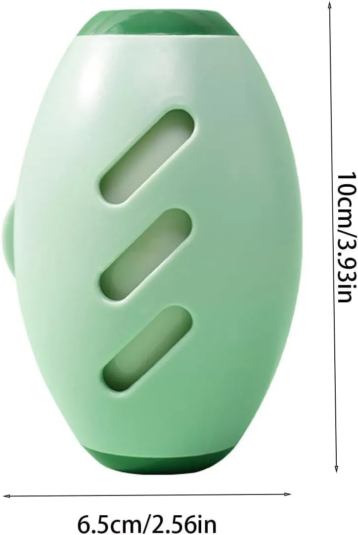 Green and white reusable gel lint roller ball for removing pet hair and lint from clothes.