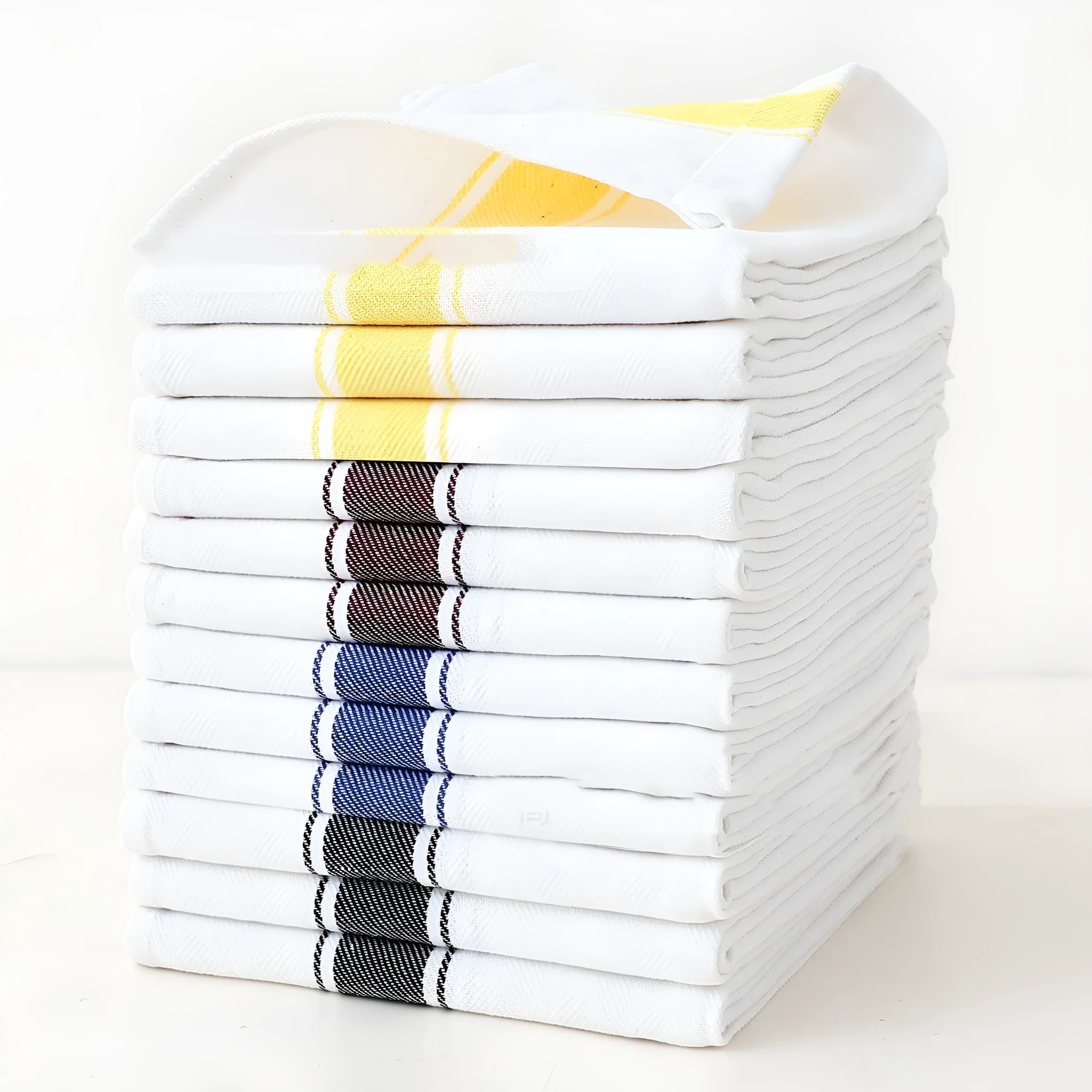 Polyester cotton blended kitchen dish towel with striped pattern measuring 48x70cm