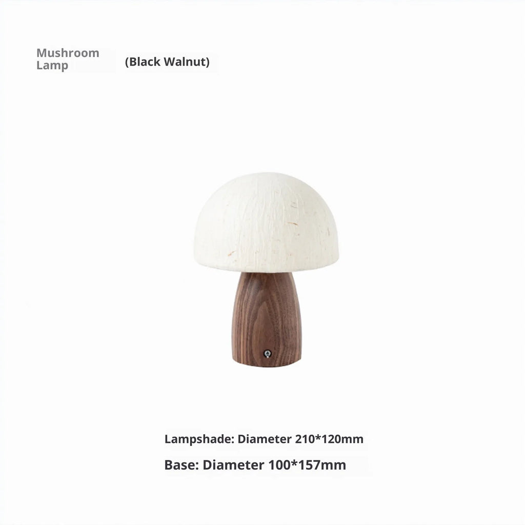 Black walnut mushroom lamp with Japanese style atmosphere, 220V EU power supply, handmade tabletop light