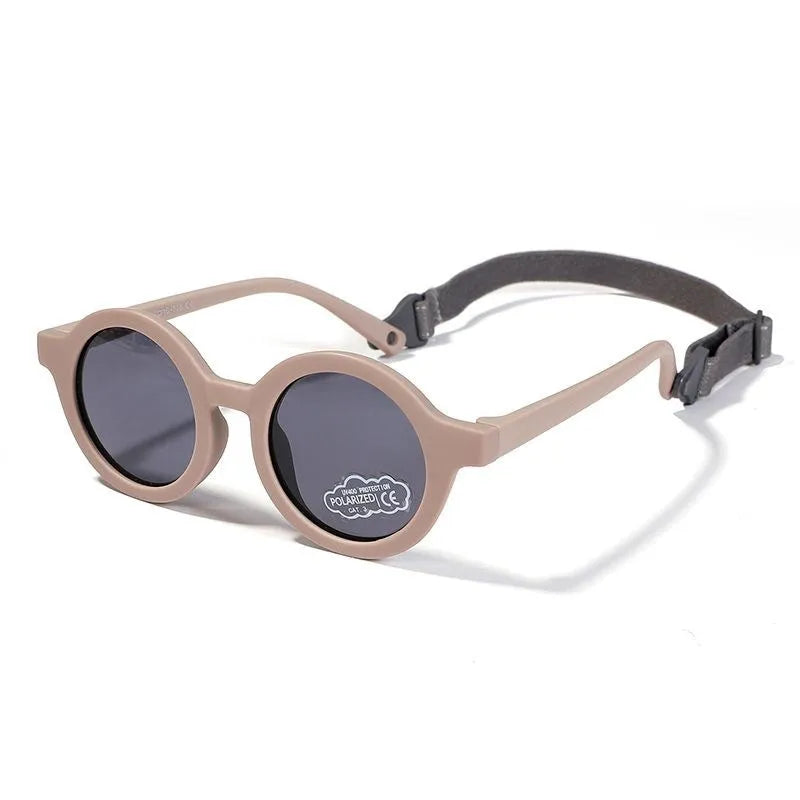 Children's round frame polarised sunglasses with UV400 protection for 0-3 year olds in various colours