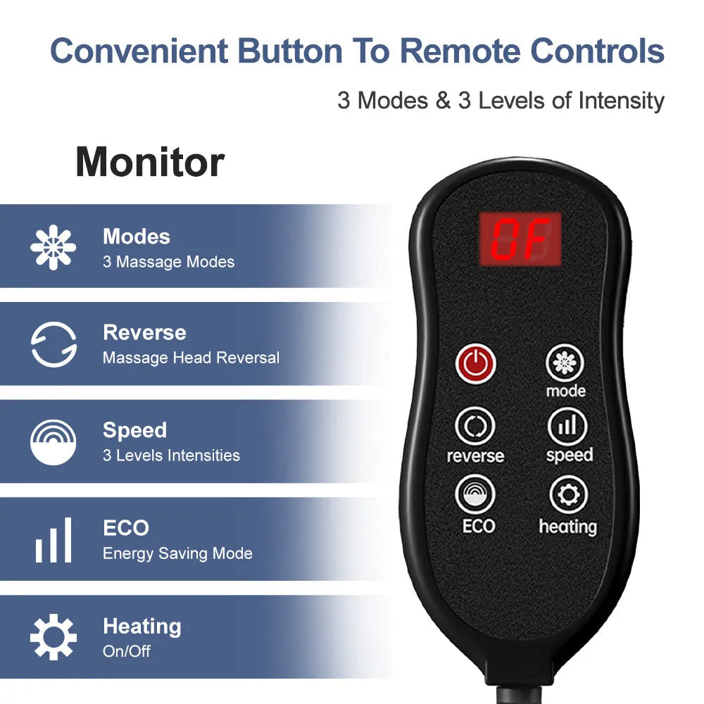 Shiatsu foot massager with heat and kneading for feet, calves, legs and arms, USB powered, in dark blue