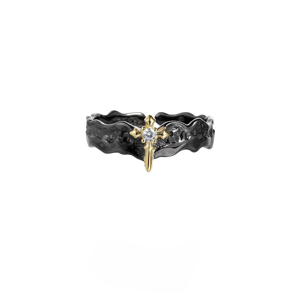 Princess Knight adjustable opening couple's ring in electroplated silver on white background.