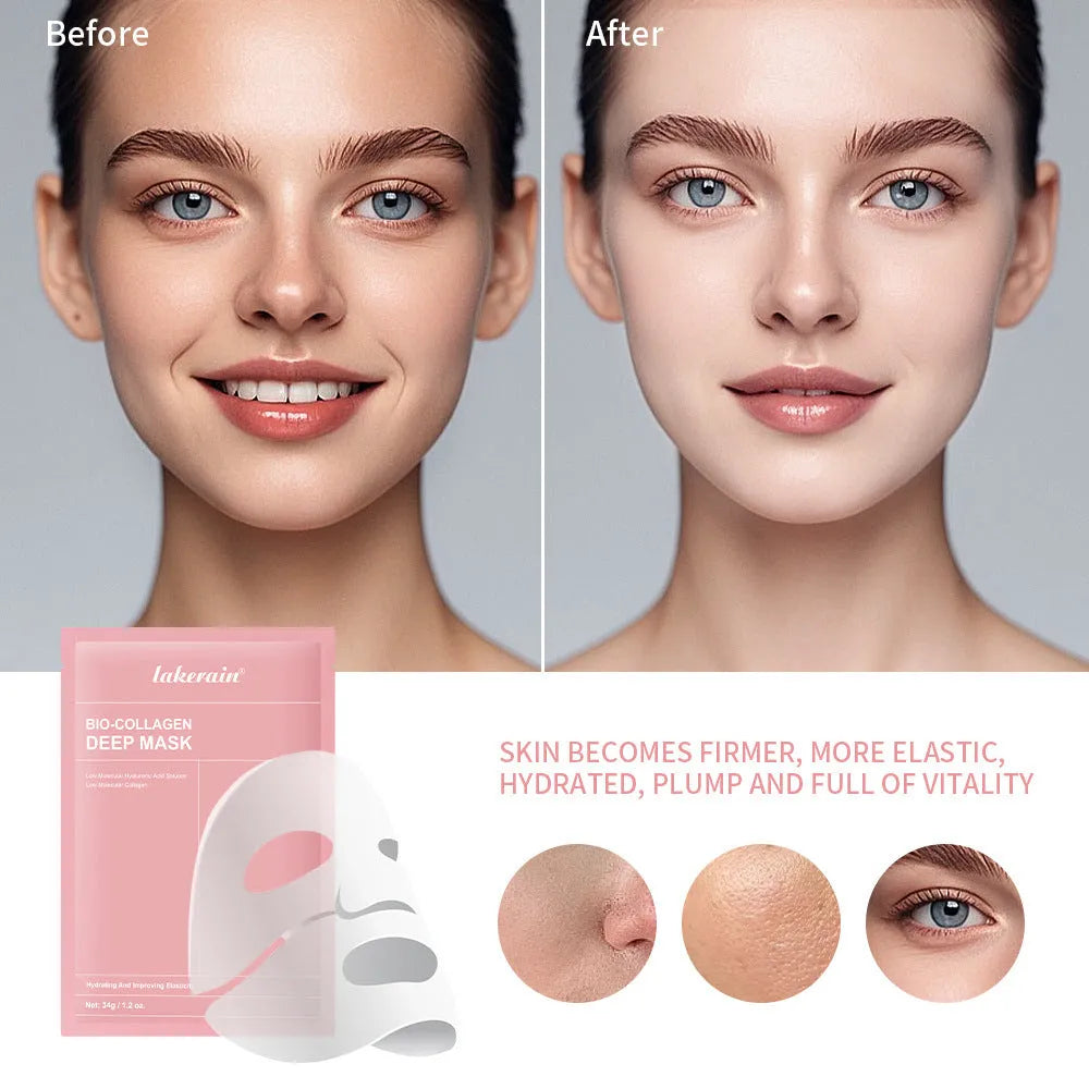 Collagen hydrogel facial mask set, four 34g masks in one box for night hydration and firming