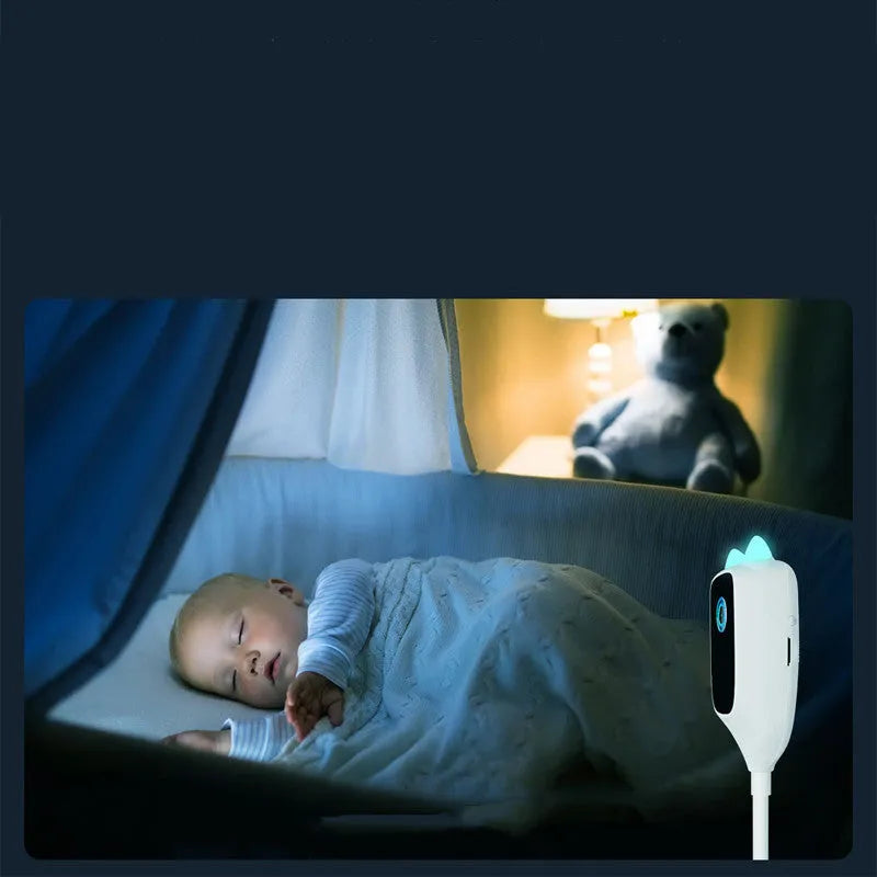 White transparent smart baby monitor with 1080p HD, infrared night vision and 150-degree ultra wide angle