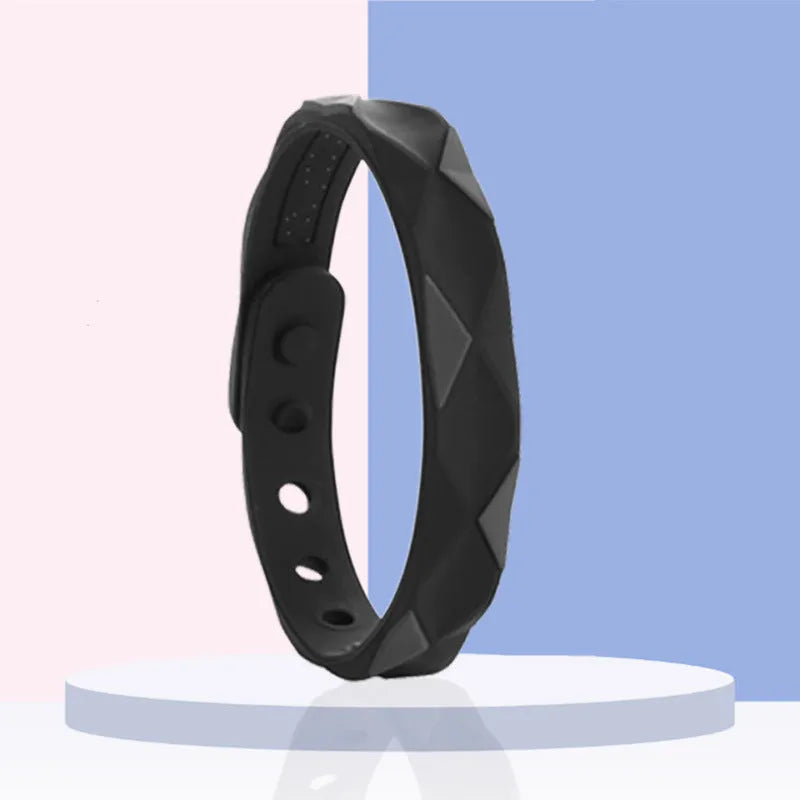 Silicone Balance Energy Waterproof Anti-static Bracelet in diamond shape, unisex sports wristband, monochrome black option
