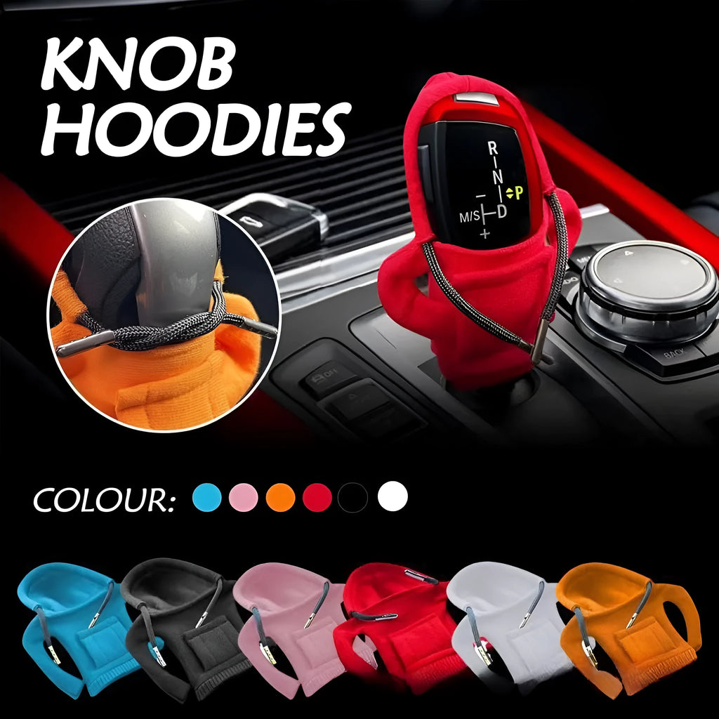 Dutch velvet car gear handle sleeve and handbrake cover in various colours on a car interior.