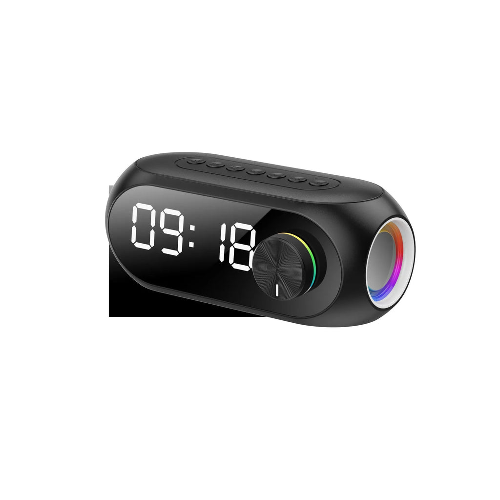 S8 portable mini speaker in black, white, or blue with USB charging cable.