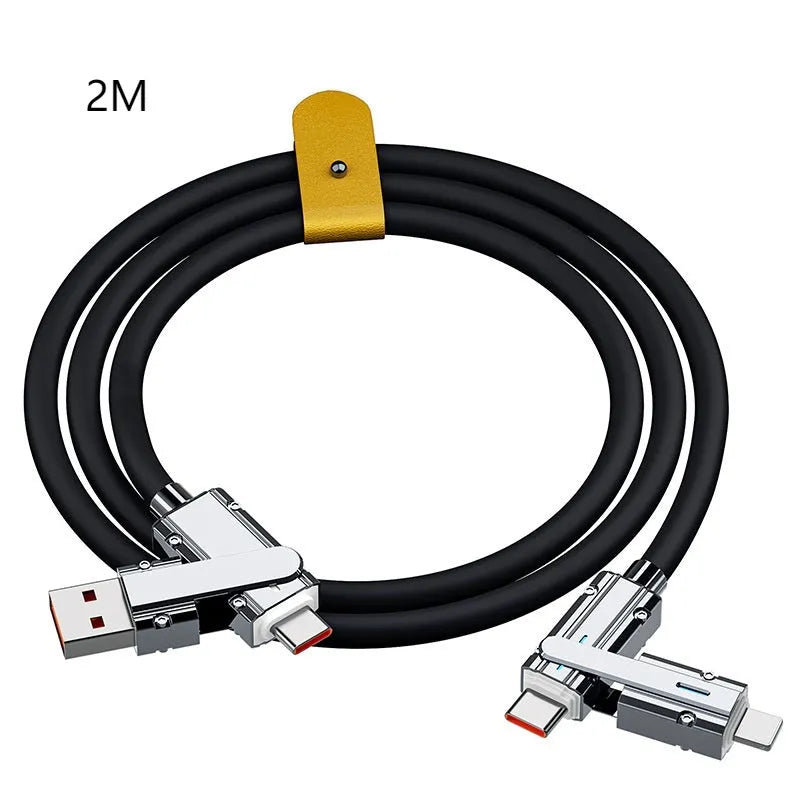 Orange fast charge mobile phone charging cable with zinc alloy connector, 1m length