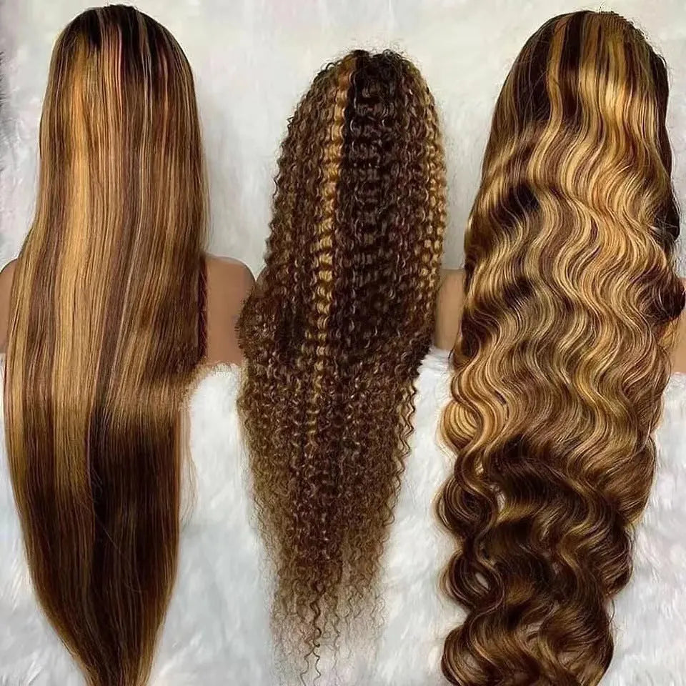 Front lace wig with big wave sheath in an African black gradient colour, showing long curly synthetic hair.