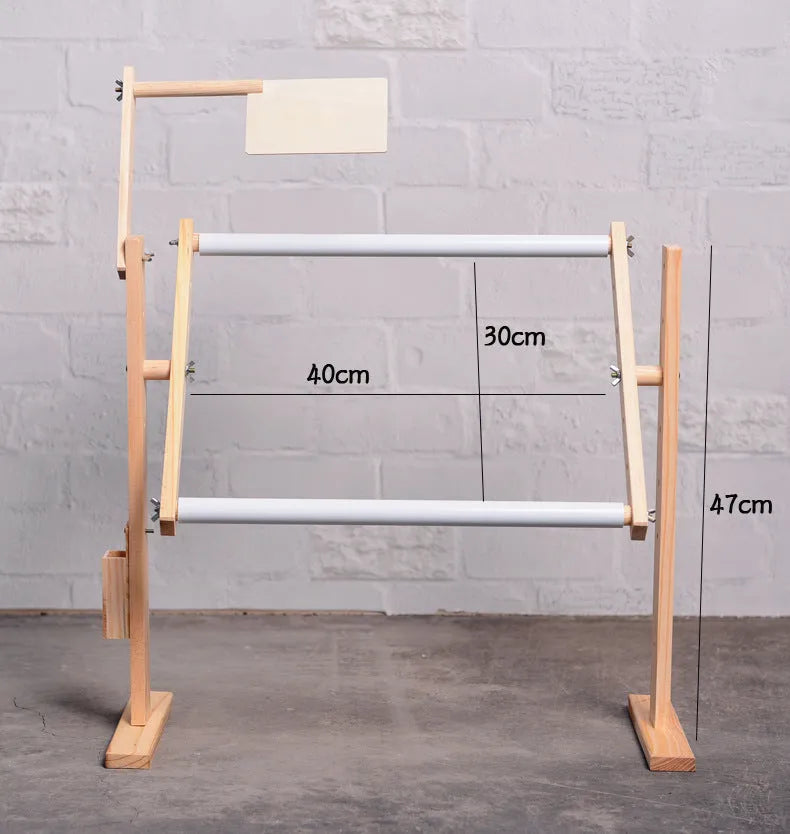 Vertical desktop solid wood cross stitch frame with adjustable height in natural wood colour