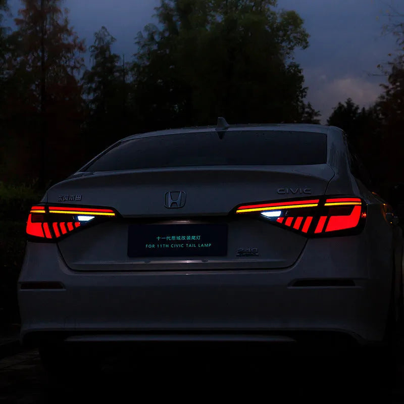 11th generation Honda Civic modified LED taillight assembly in black and red and black and white options.