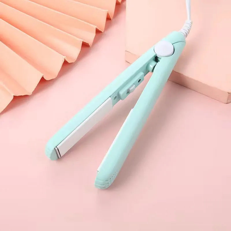 Blue mini hairdressing splint iron with storage box for styling bangs and perms