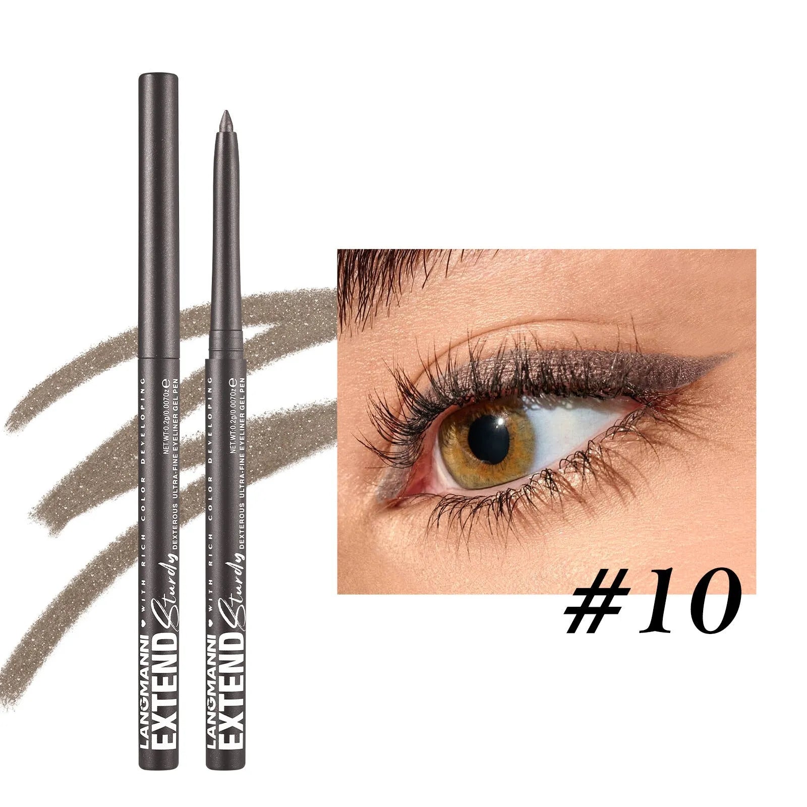 Set of 12 colourful gel glitter eyeliner pencils in vibrant shades for waterproof, long-lasting makeup.