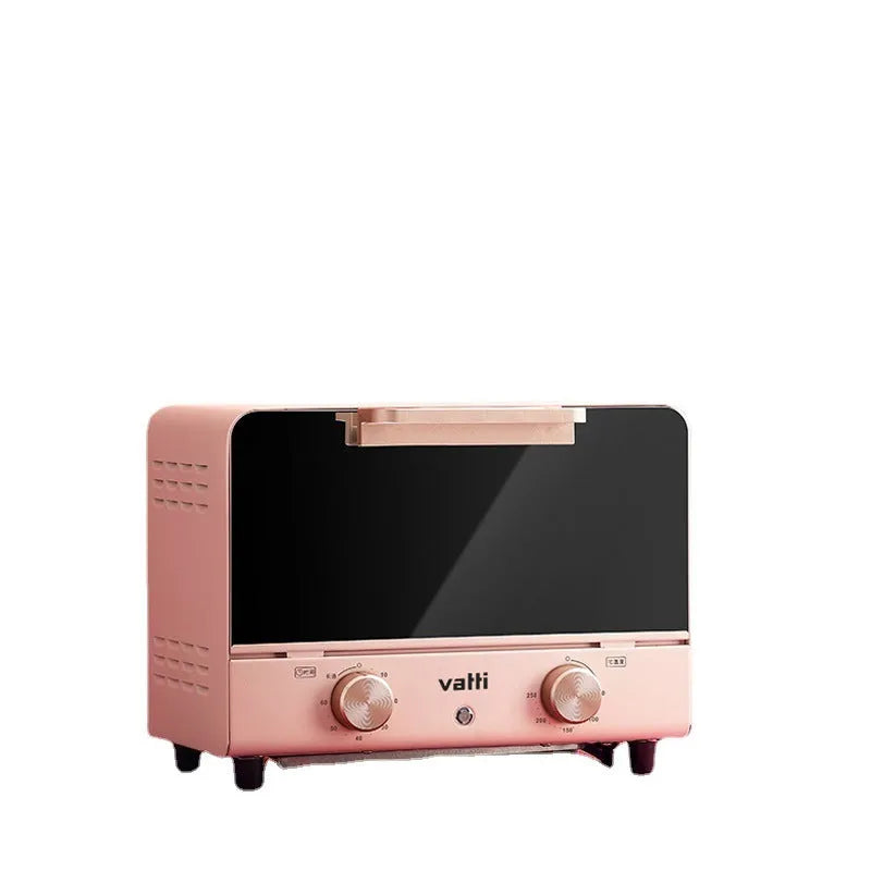 Pink home kitchen electric oven with up and down heating, 4-5 person capacity, 260x205x171mm, on countertop