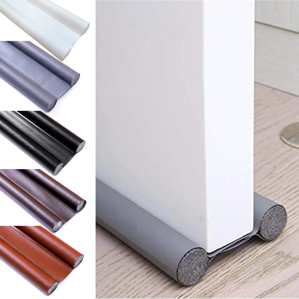 96cm door bottom sealing strip in black, flexible leather draught excluder for doors and windows