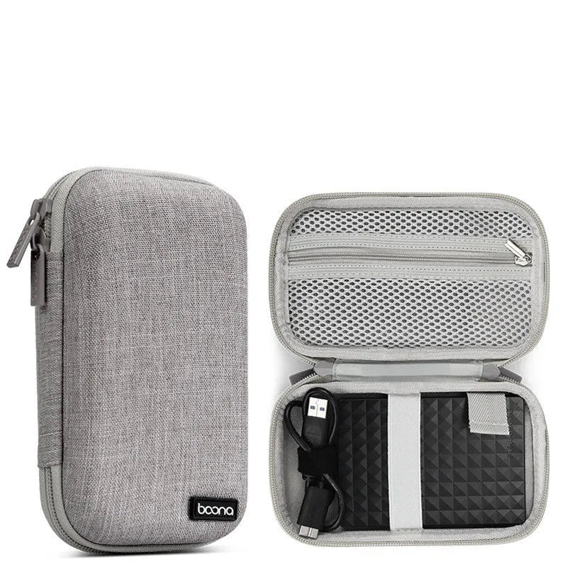 A grey and a black Oxford cloth protective case for a 2.5-inch mobile hard disk.