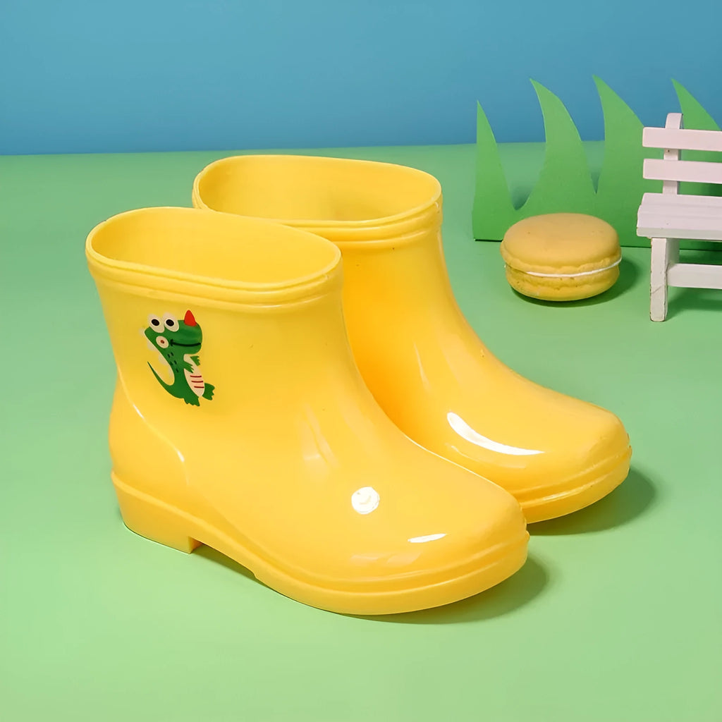Children's non-slip rain boots with plastic upper, mid-calf length, solid colour, autumn winter student shoes