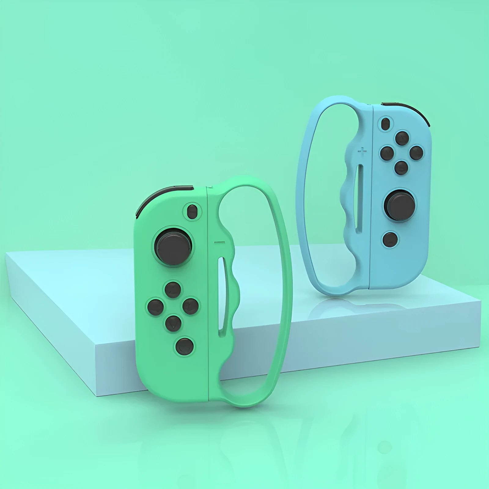 Black Nintendo Switch Joy-Con controller grips with hand ropes for boxing games