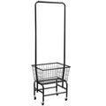 White iron single rod pulley storage car for hanging clothes hangers and racks