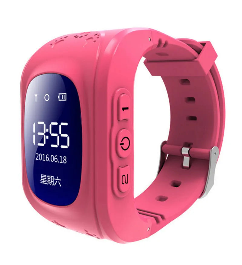 Children's smart watch with GPS positioning, 0.96 inch LCD screen, blue colour, plastic wrist strap