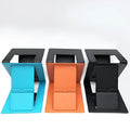 Adjustable folding laptop and tablet stand in black, blue or orange, 28.5 x 24 x 2.5 cm, 725 g