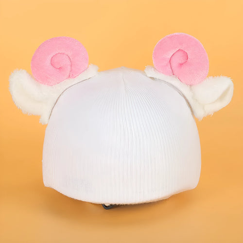 Plush fabric cartoon character helmet cover and matching hat cover set for costumes.