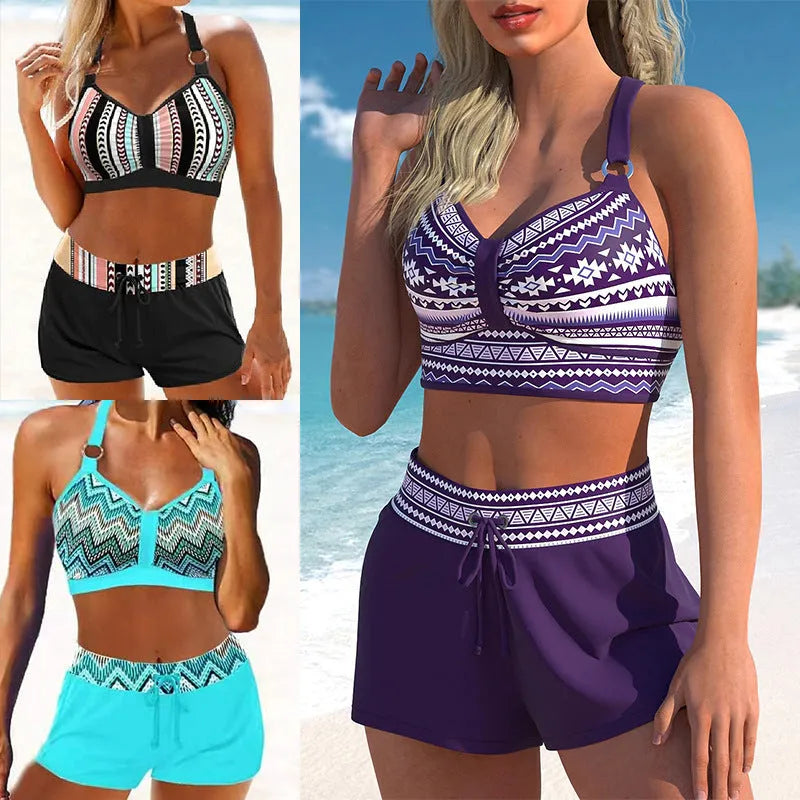 Women's two-piece polyester bikini set in print pattern available in multiple sizes