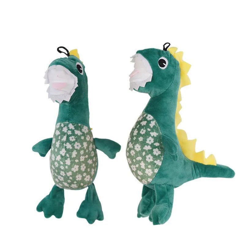 Green plush squeaky puppy chew toy, 26cm x 14cm and 80g, for small dog gnawing and play