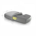 Grey memory foam massage pillow with knitted cotton cover and adjustable loft for neck support