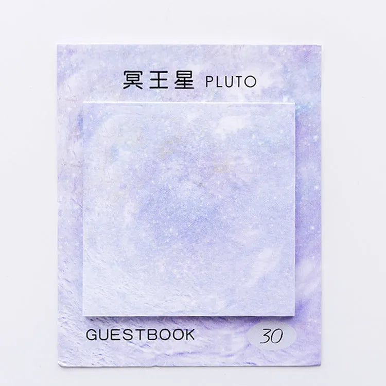 Square planet sticky notes notepad with oil painting designs of celestial bodies including moon and earth patterns